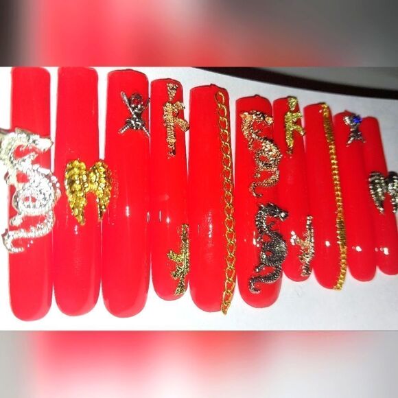 Hand crafted custom 10pc xxl acrylic press on nails - Picture 3 of 5